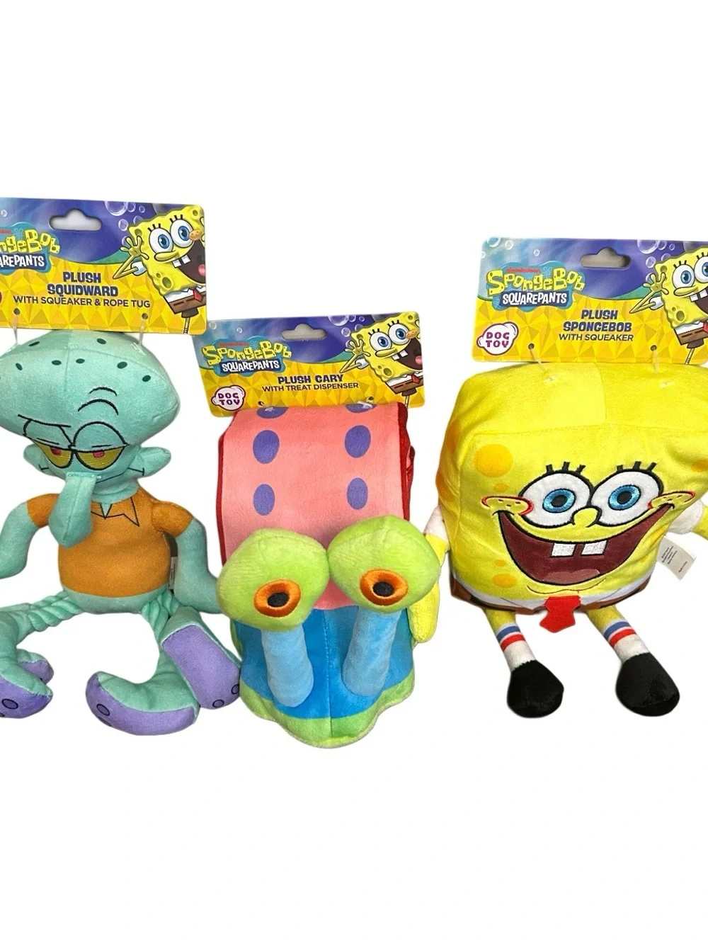 SpongeBob Dog Toy Lot Plush Squeaker Rope Tug Treat Dispenser Gary Squidward New